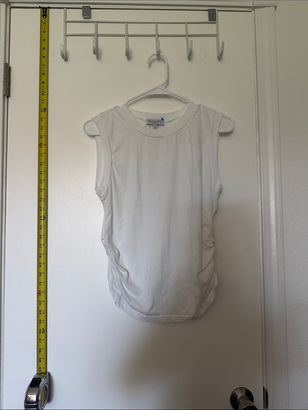 Micheal Stars White Sleeveless Ruched Tank